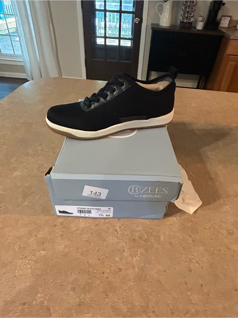 Bzees Women’s Black Athletic Slip-On Lace Sneaker with White Sole